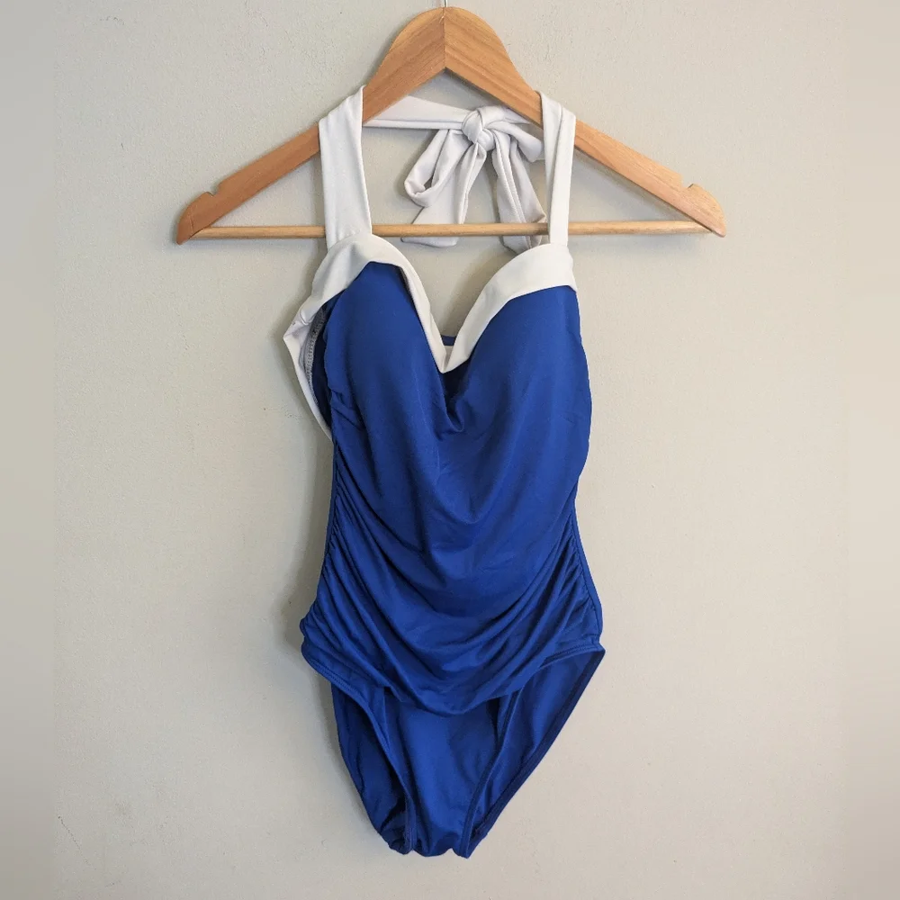Ralph Lauren Bel-Air Sapphire Bandeau One Piece Swimsuit Size M